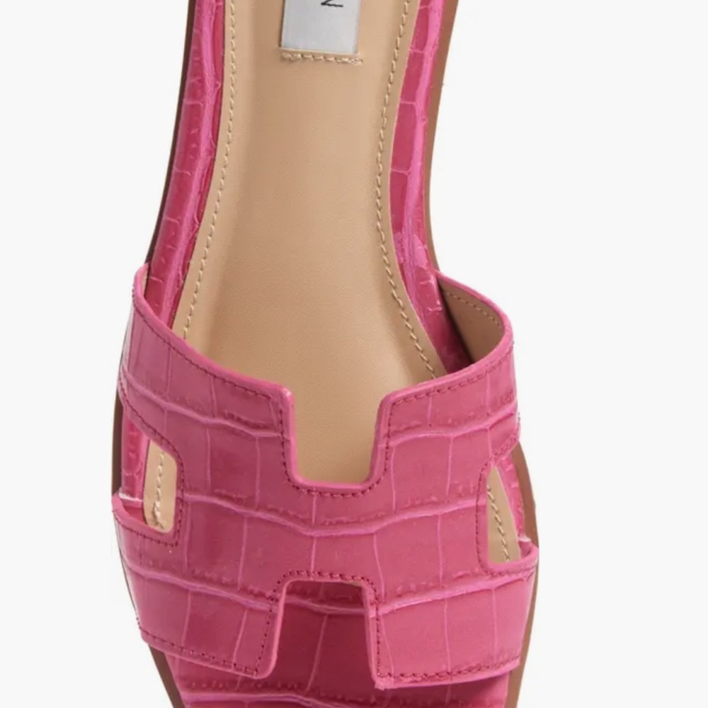 Elegant Pink Croc-Embossed Women's Sandals